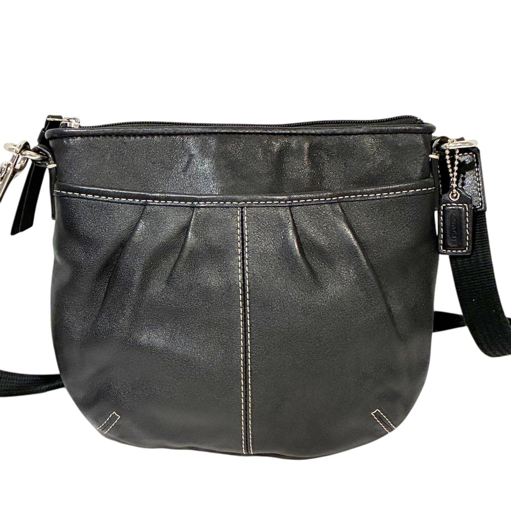 Coach Soho Crossbody Bag Swing Pack Black‎ Leather Pleated Handbag
